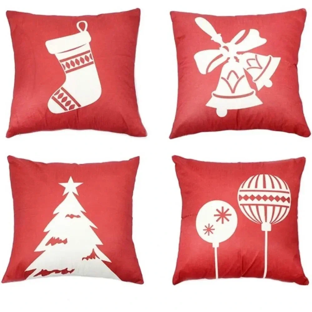 Set 4 Red/White‎ Christmas Pillow Covers